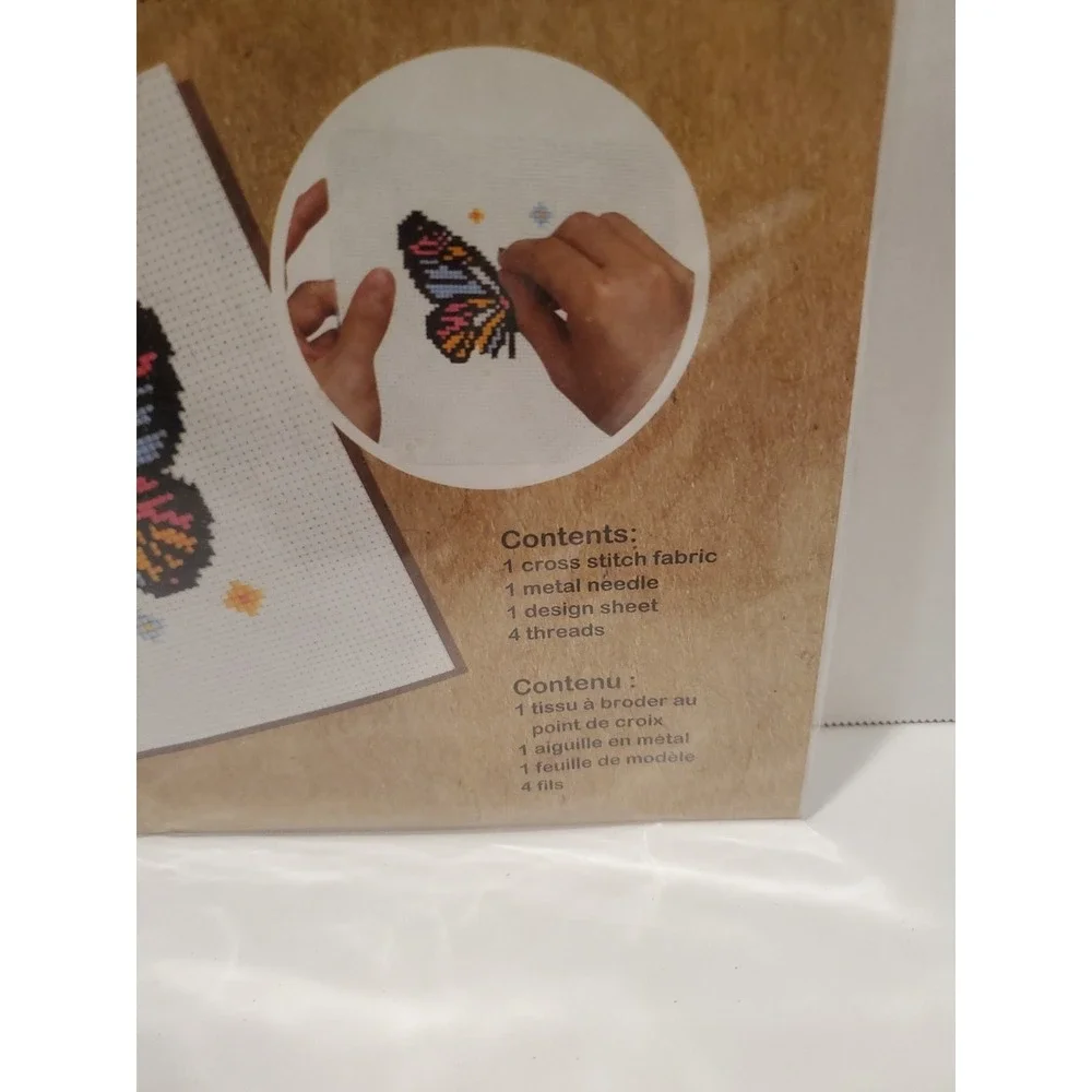 Cross Stitch Kit Crafters Square Butterfly w/Needle and Thread